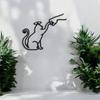 Современное металлическое настенное искусство «Кот и рука» с ангельской кошачьей скульптурой для декора помещений и улицы