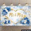 2D Сине-золотой Mr & Mrs Фотофон Свадебное Сердце Баннер для Фотобудки