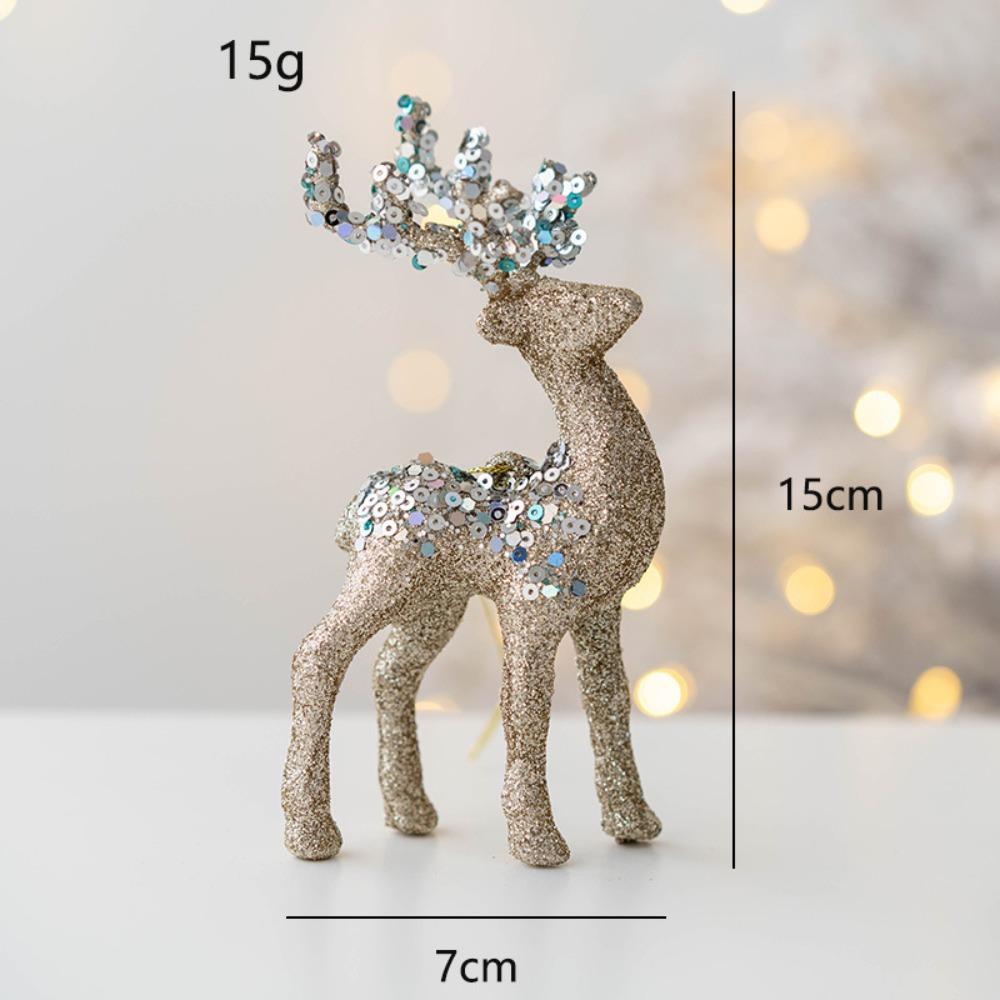 Glittering Glitter Deer Decor Flocking Fabric PVC Christmas Deer Lovely Xmas Tree Pendant Home
