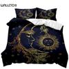 Комплект постельного белья в стиле бохо с 3D-изображением «Золотое солнце и луна» для детей, подростков, взрослых, двуспальный, размера «king-size», полиэстеровый чехол-кровать