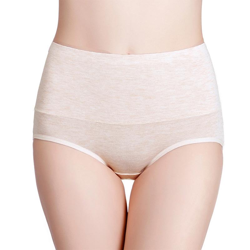Women Plus Size Solid Color Cotton Briefs Underwear High Waist Panties Cotton Underpants Lingerie