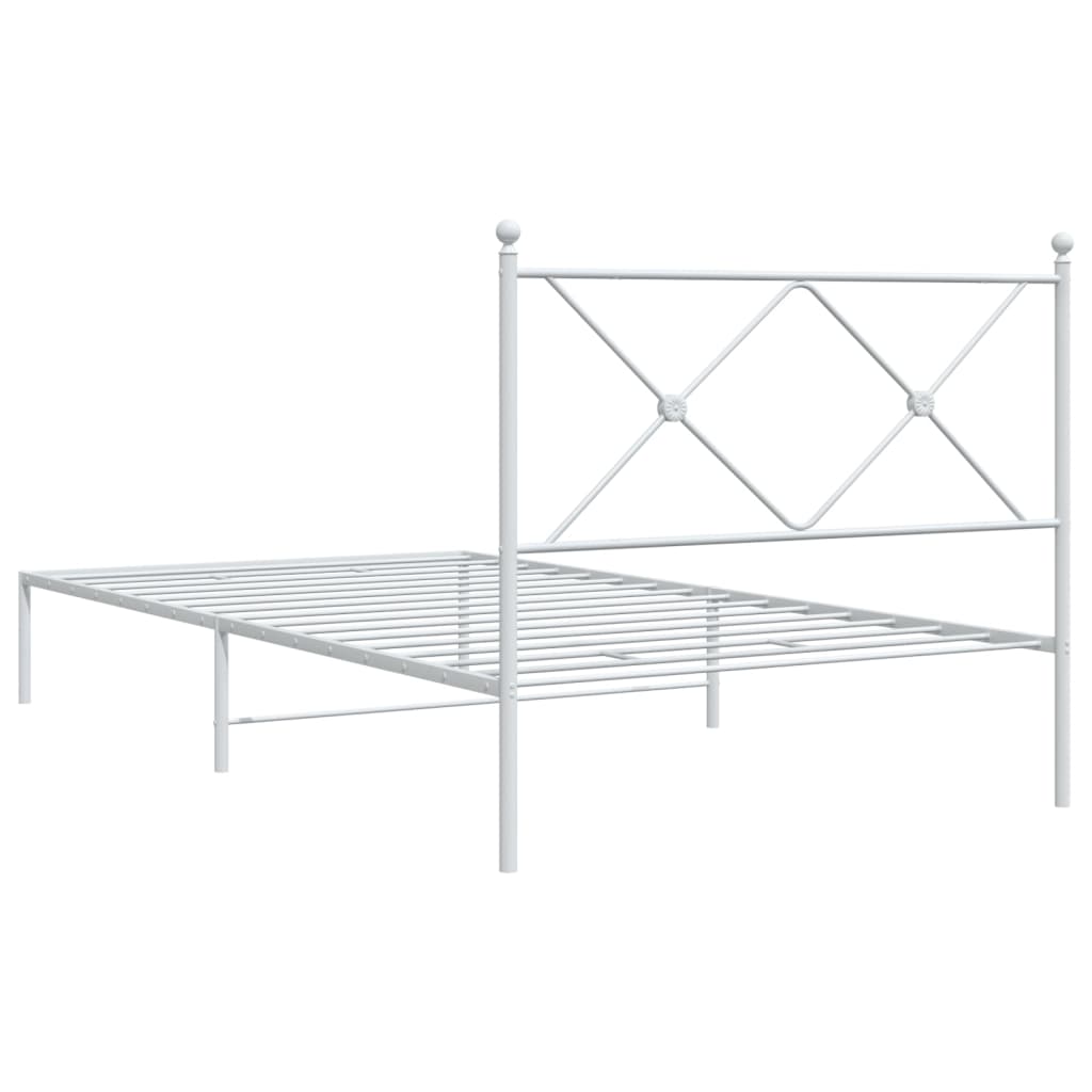Vidaxl Металлическая Рама Кровати С Изголовьем, Белая, 107X203 См