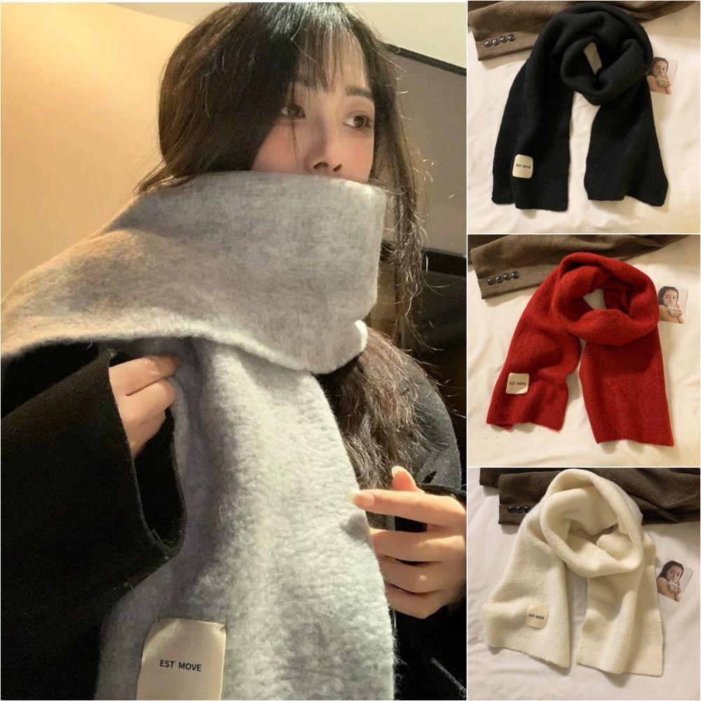 Korean Style Neck Warmer Solid Color Warm Scarf Fashion Knitted Scarf Winter