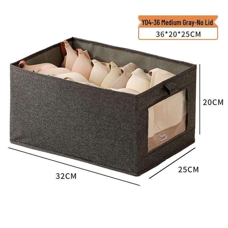 Большой складной контейнер для хранения из хлопка и льна с прозрачным окошком
