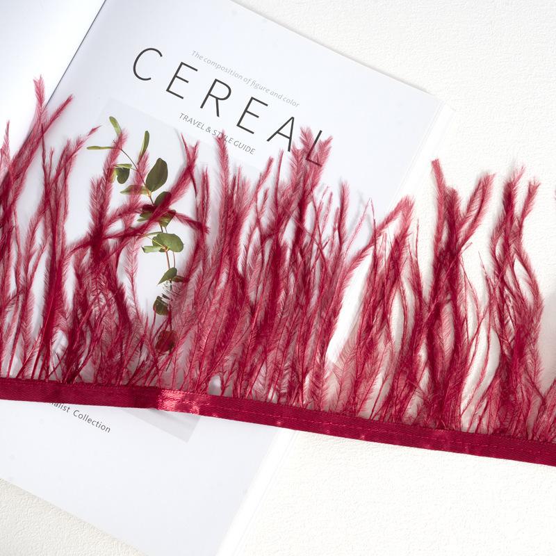 Decorative Feather Cloth Strip 10-15Cm Ostrich Hair Cloth Edge Dress Cuffs Latin Dance Skirt Diy Clothing Accessories