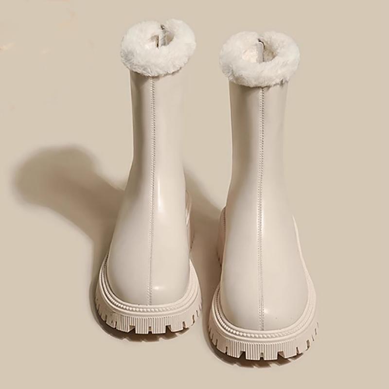 Зимние женские теплые плюшевые ботильоны Комфортные Нескользящие Обувь больших размеров Лаконичные Хлопковые Короткие Женские Ботильоны