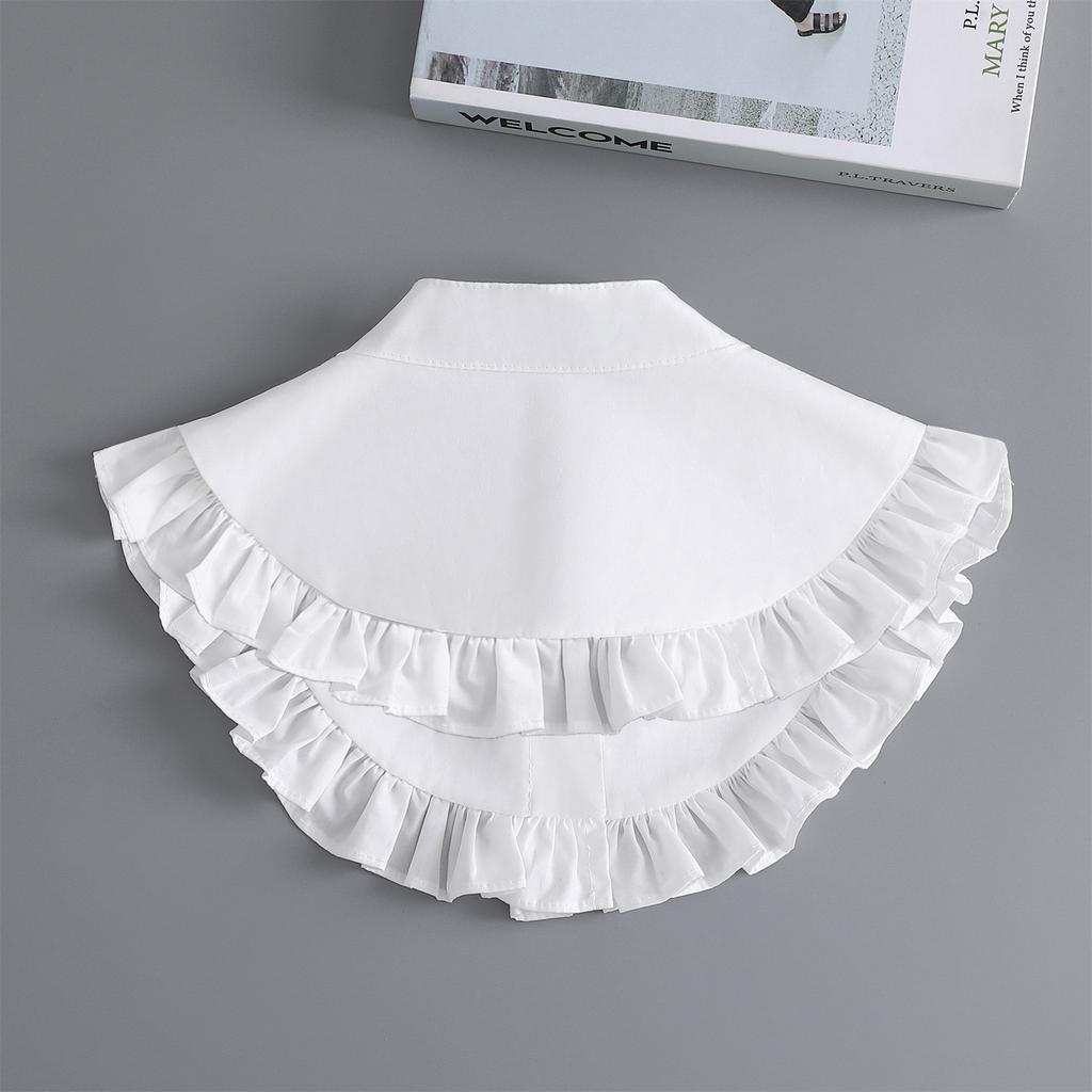Doll Fake Collar for Women Girls Cotton Ruffled Detachable Half Shirt Lapel Blouse False Collar Women Clothes Accessories