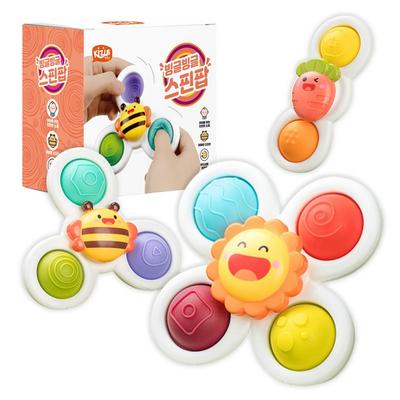 Игрушка-погремушка Keyzus Bingle Spin Pop, набор из 3 предметов, солнечный луч, пчела, морковка, популярные корейские игрушки