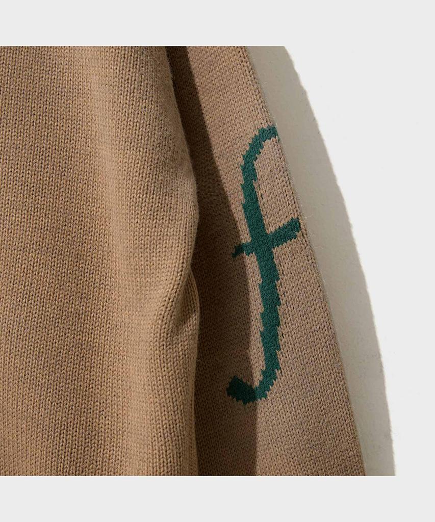 Ffeff Studio Vintage Washed F-Logo Zip-Up Cardigan (Beige)