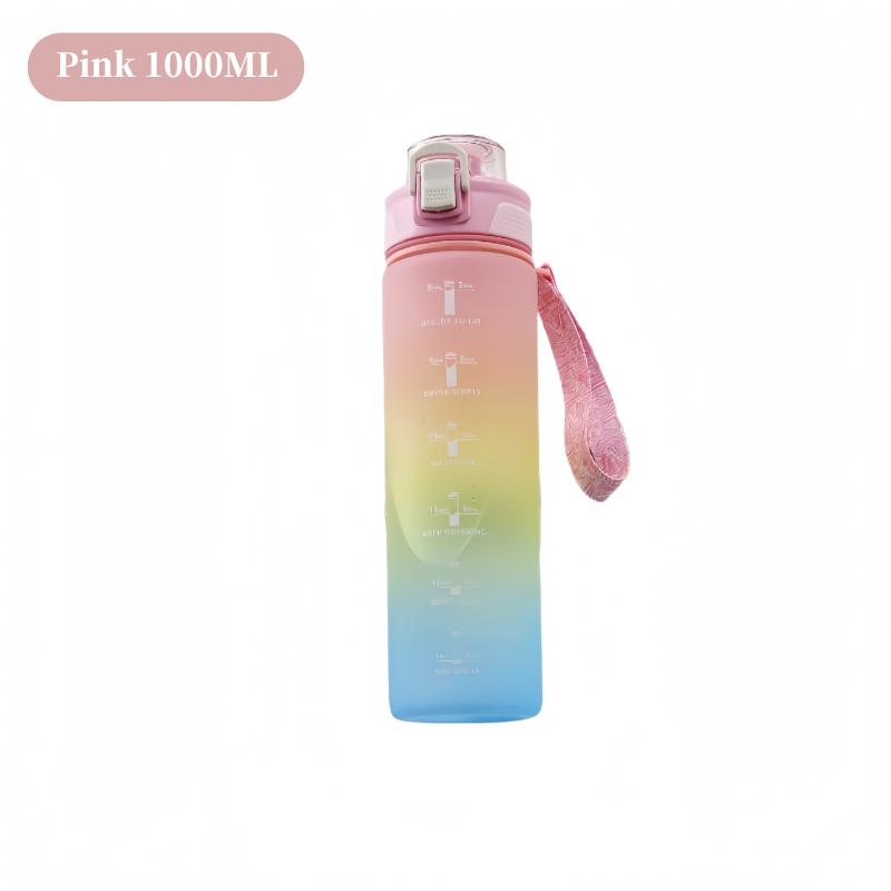 1Liter Large Capacity Sports Water Bottle Gradient Color Drinking Bottles With Scale Outdoor Camping Cycling Hiking Gym Jugs