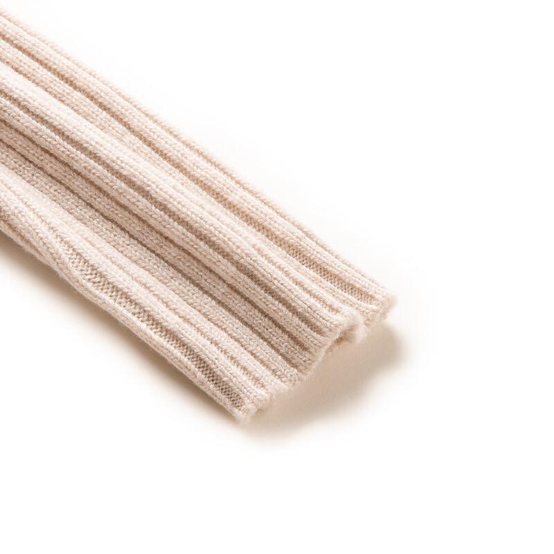 TUHUANG Women's Thickened Ribbed High-Neck Wool Blend Sweater with Split Hem