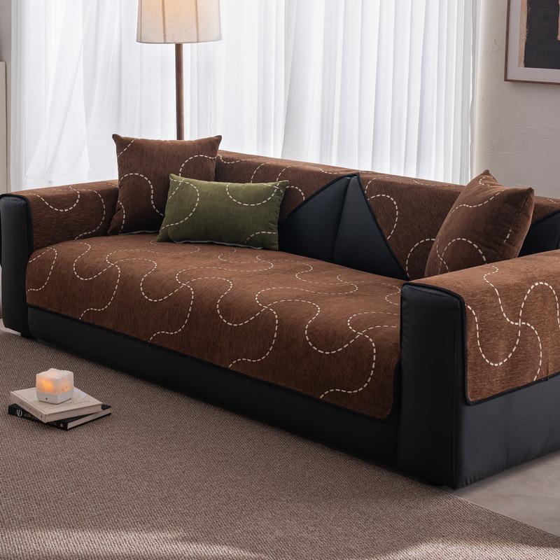 Straight Row Sofa Cushion New Four-Season Universal One-Piece Cover Towel Light Luxury High-End Seat Cushion Fixed Non-Slip