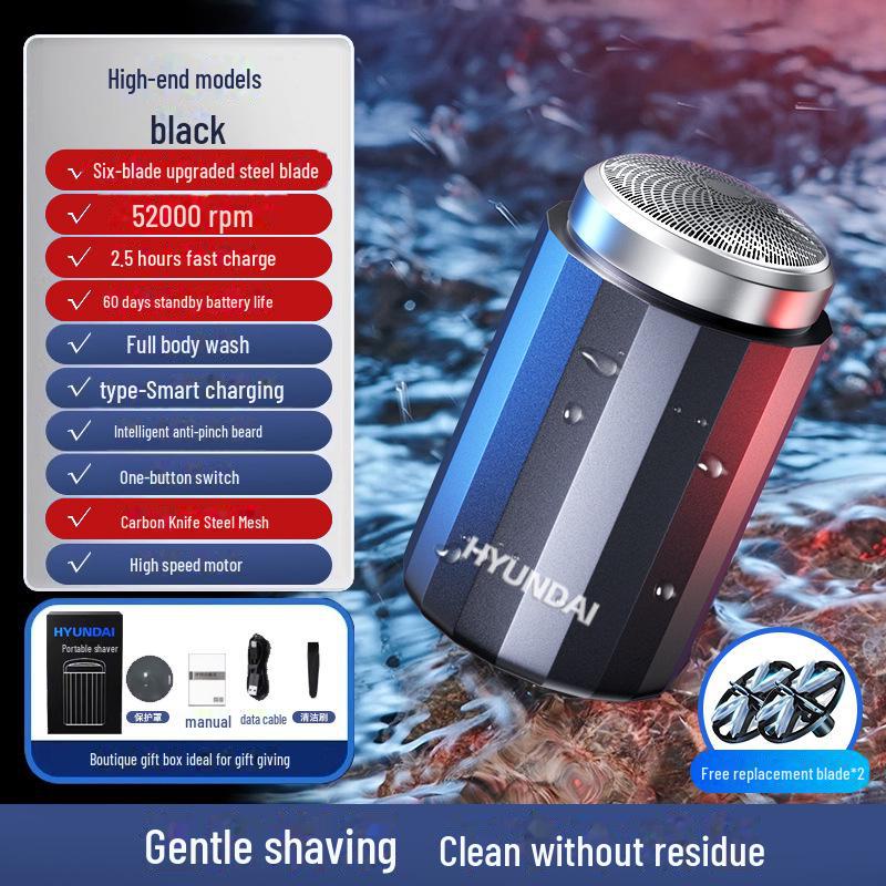 Hyundai Men's Mini Portable Electric Beard Shaver - Washable Travel Gift