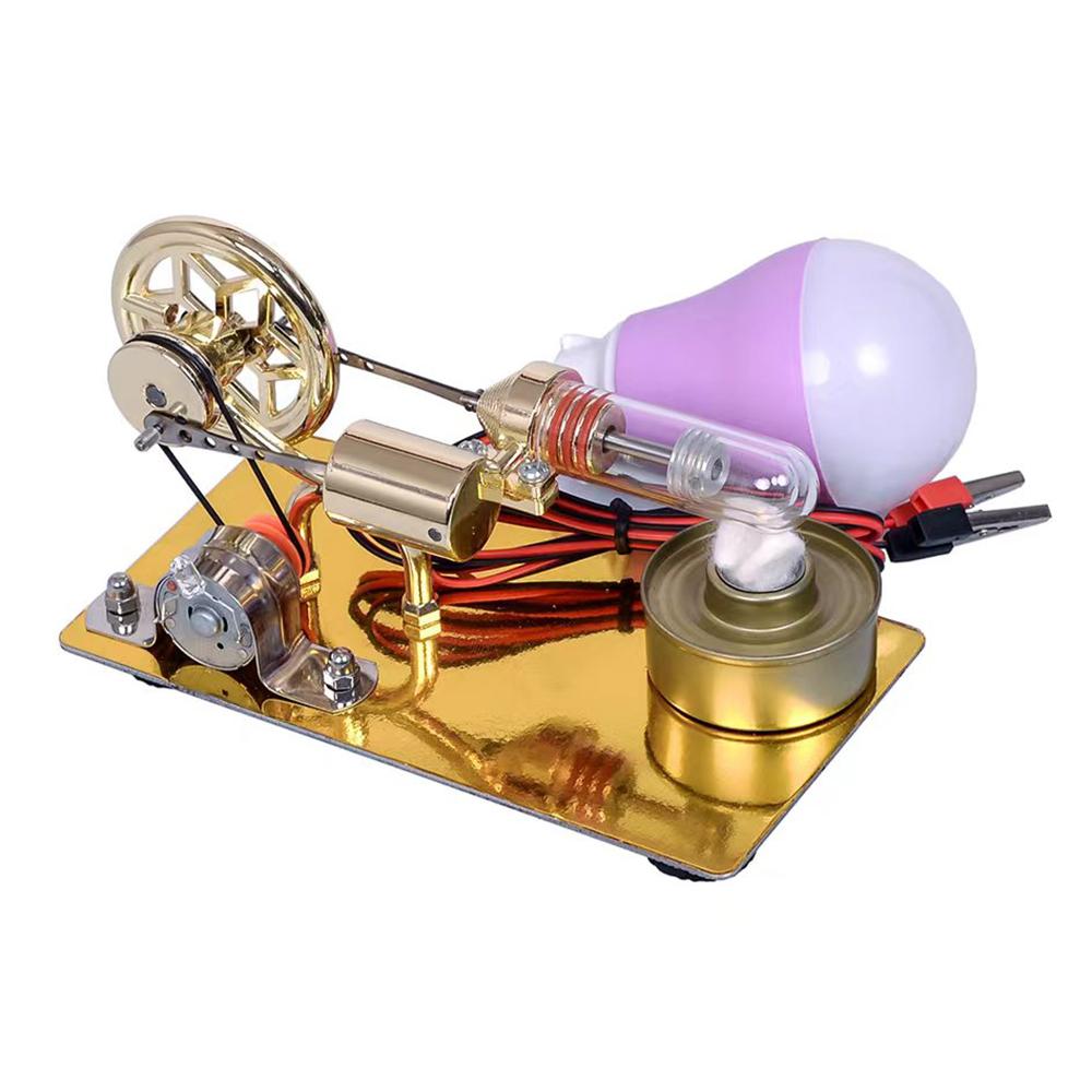 Hot Air Stirling Engine Motor Model Electricity Generator Motor with LED Bulb Six-pointed Star