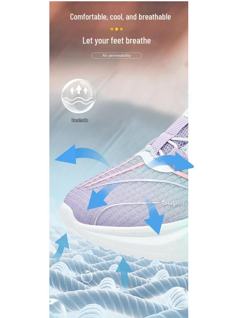 Легкие детские кроссовки с вращающейся застежкой - Нескользящие, удобные, дышащие кроссовки для улицы для мальчиков и девочек