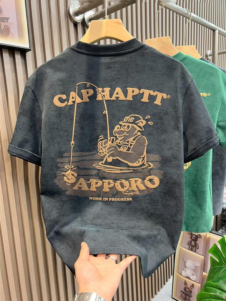 Мужская летняя футболка с короткими рукавами и графическим принтом 2024 года — свободный повседневный топ от New American Fashion Brand