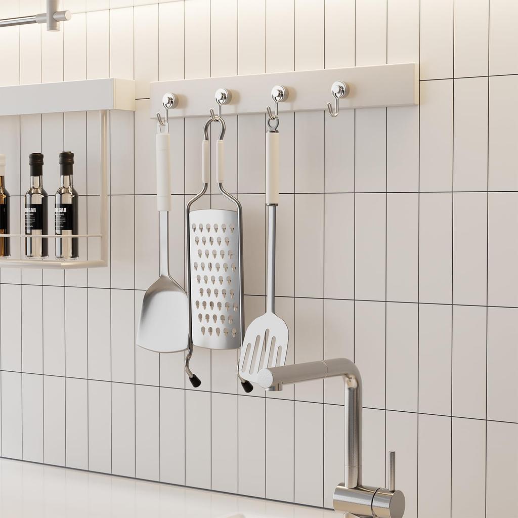 Homion of Magnetic hook с вертикальной грузоподъемностью, горизонтальной грузоподъемностью, диаметром входного ключа для стены [Набор 4] магнит, нержавеющая сталь,