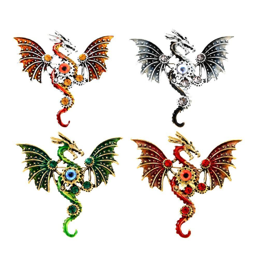 Shiny Rhinestone Enamel Brooch Colorful Enamel Dragon Brooch Shiny Rhinestone Brooch Daily Wear