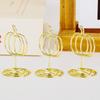 10Pcs Hollowed Pumpkin Note Holder Iron Wire Table Number Stands Photo Display Stand For Thanksgiving Table Decoration