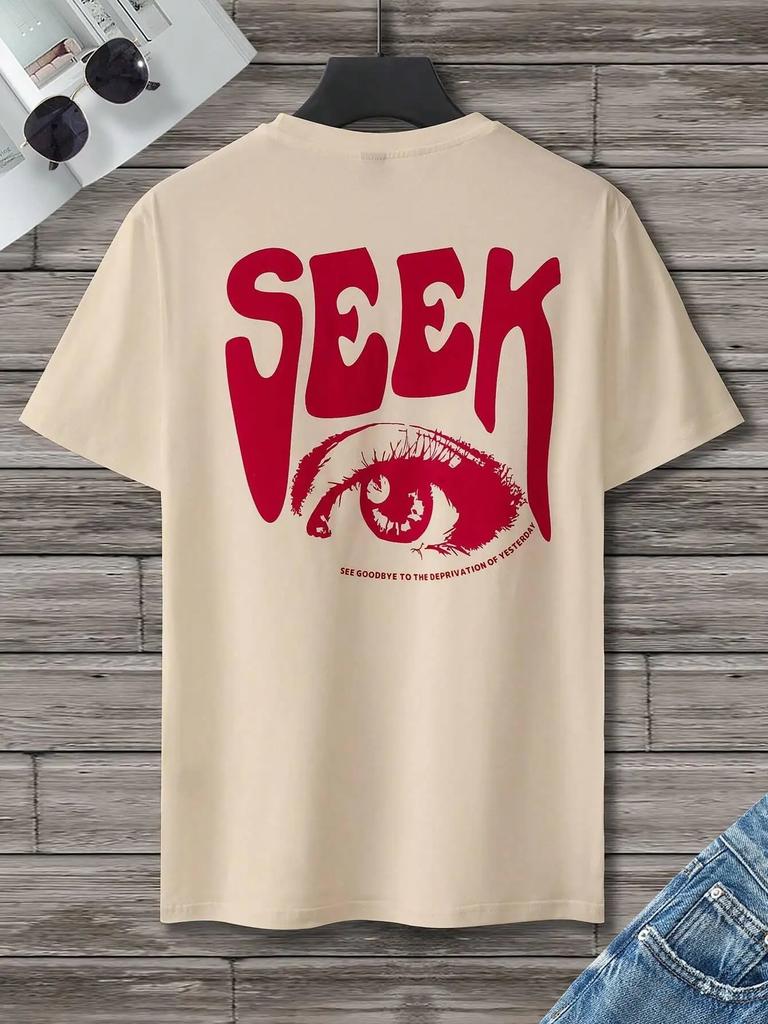 Футболки с принтом Seek Anticipated Gaze для мужчин, мягкие свободные футболки, дышащие летние уличные футболки в стиле хип-хоп, свободные футболки из хлопка