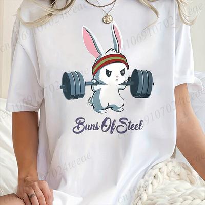 Футболки 'Buns of Steel' для унисекс-фитнеса Любитель кроликов Заяц Тренировочные футболки для спортзала Модная одежда Хип-хоп Уличная одежда Женская одежда