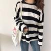 Women Striped Oversize T-shirt Chic Fashion 90s Full Sleeve Loose T-shirts Female Casual Tops Clothes Street Wear T Shirt