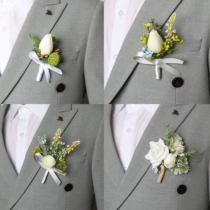 Имитация цветка Корсаж Камелия Дейзи Белый тюльпан Роза Шелковый цветок