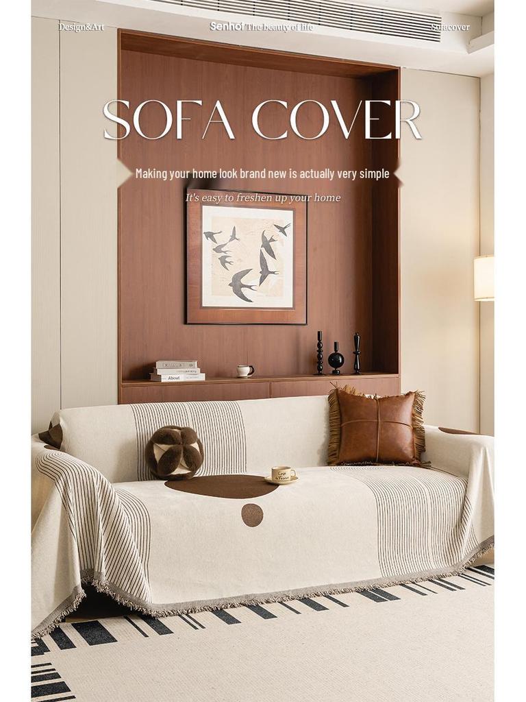 Роскошный летний чехол на диван из шенилла с нескользящим покрытием - Пылезащитная накладка с полной обвязкой