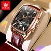 OLEVS Fashion Brand Watch Square Fashion Mechanical Watch Multi-function Belt Hollow Men's Watch Men's Watch