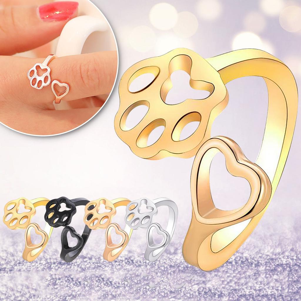 Fashion Love Couple Ring Pet Ring Heart Shape Adjustable Ring