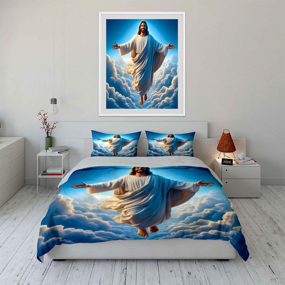 Heavenly Figure in Clouds Bedding Duvet Cover Set  (1*Duvet Cover 2*Pillowcases, without duvet insert)