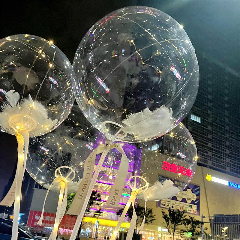 Прозрачный парящий шар Бобо с перьями для украшения дней рождений, помолвок, банкетов и свадеб