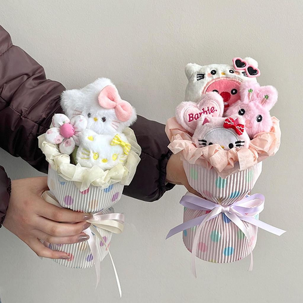 Bouquet of Stuffed Animal Bouquet Cute Stuffed Popular Birthday Entrance Graduation Creative Message Card Pink A Flowers, Bouquet, Approx. 26cm, Gift,
