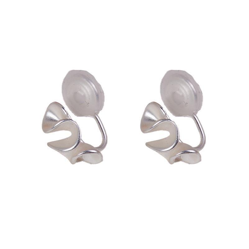 Матовые серебристые геометрические каффы для ушей в виде цветов с гофрированным краем - Не требуют пирсинга