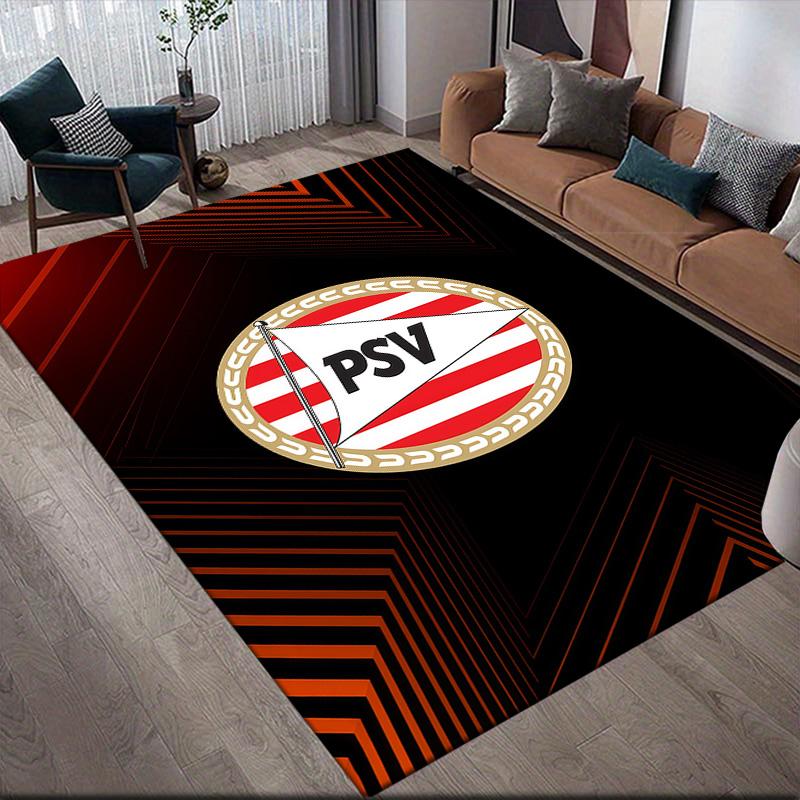 PSV Eindhoven Flannel Pattern Square Carpet,Area Rug,Carpet Rug for Living Room Bedroom Sofa Playroom Decor,Non-slip Floor Mat