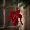 Red Fabric Velvet Bow Christmas Ornament Christmas Grape Hanging Decorations  Fireplace Decor