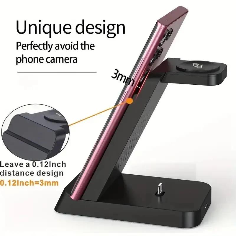 3 In 1 Charging Station for Samsung S24 S23 S22 Note Z Fold Fast Wireless Charger Stand for Galaxy Watch 5 4 3 Activer 2/1 Buds