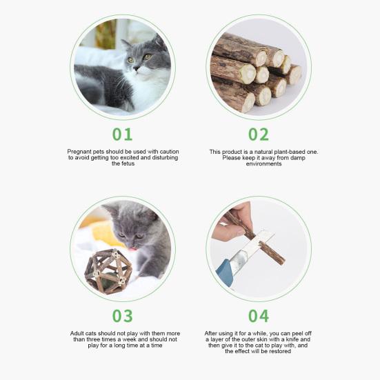 Catnip Wood Ball Toy Natural Silvervine Stick Cage Ball with Catnip Ball Kitten Teeth Cleaning Molar Toy for Indoor Cats