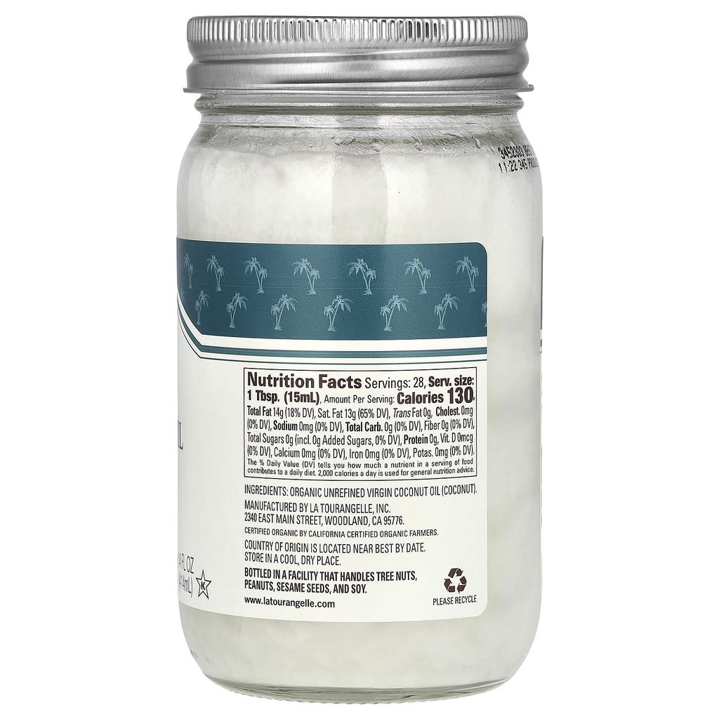 Органическое кокосовое масло первого отжима, 414 мл (14 жидких унций)