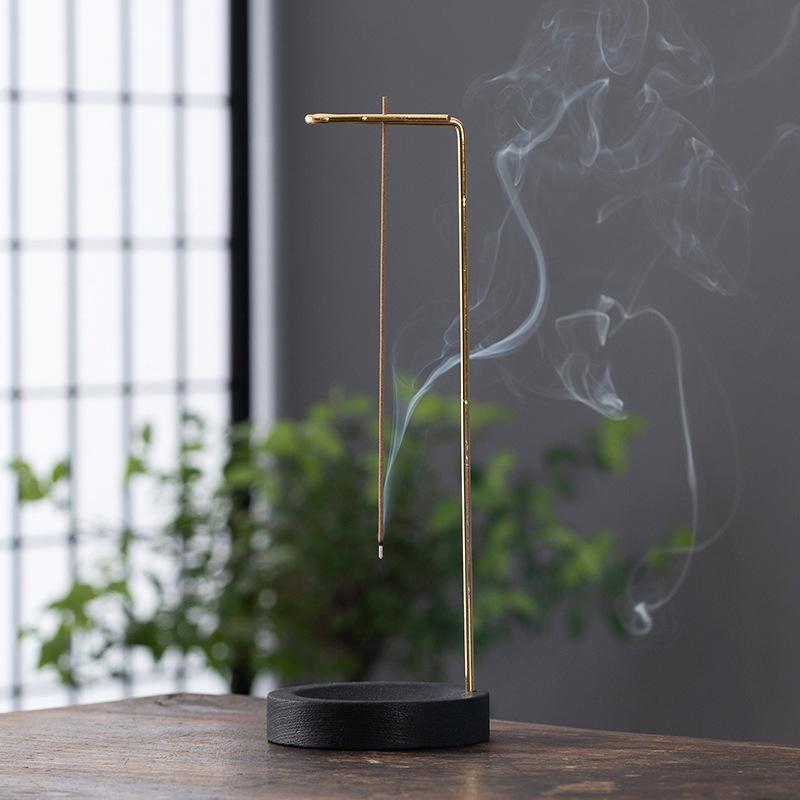 Incense Holder Upside Down Wood Incense Stick Holder With Iron Sticks Burner Stand Ash Catcher Teahouse Accessories Home Decor