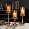 Detachable Candlestick Golden Pillar Candle Holder Candle Holders  For Dining Coffee Table Wedding