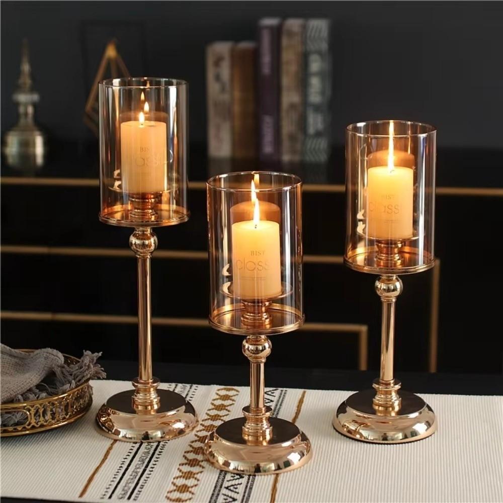 Detachable Candlestick Golden Pillar Candle Holder Candle Holders  For Dining Coffee Table Wedding