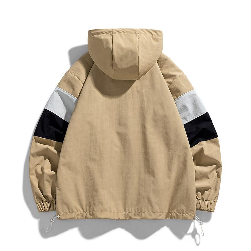 Мужская лоскутная ветровка с капюшоном, пальто, непромокаемая верхняя одежда, весенне-осенняя уличная походная куртка для пары