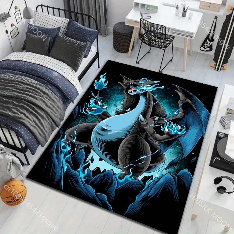 1PC Classic Japanese Charizard Pattern Cartoon Carpets Living Room Bedroom Bedside Floor Mat Area Rug Home Decor Gifts Potdemiel