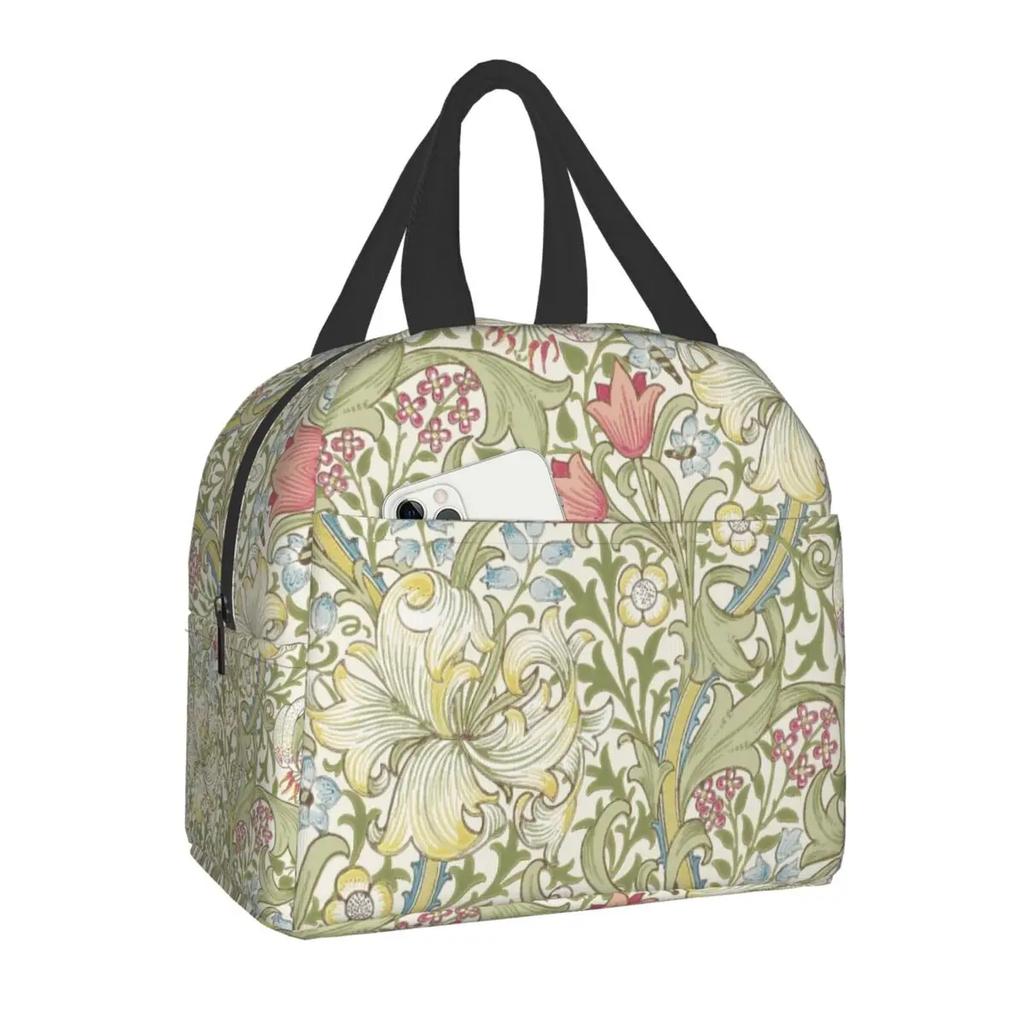 William Morris Цветочный текстильный принт термоизолированная сумка для ланча женская портативная коробка для ланча для детей школьные многофункциональные сумки для еды