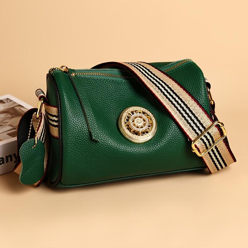 Сумка через плечо из натуральной кожи, стильная, черная, зеленая, женская, модная, с регулируемым ремешком, водонепроницаемая