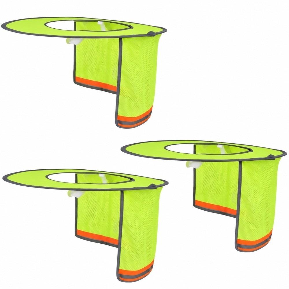 3PCS 43cm Diameter Hard Hat Sun Shield with Reflective Stripe Helmet Sun Shade, for Hiking