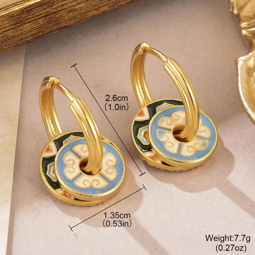 2024 Luxury Enamel Drip Oil Flower Ear Cuffs: Versatile Modern Chinese Style Women's Earrings