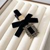 2 шт. Заколка для волос Бархатный бант Декор Зажим для волос со стразами Стабильная сила зажима Заколка для челки Новогодний аксессуар для волос