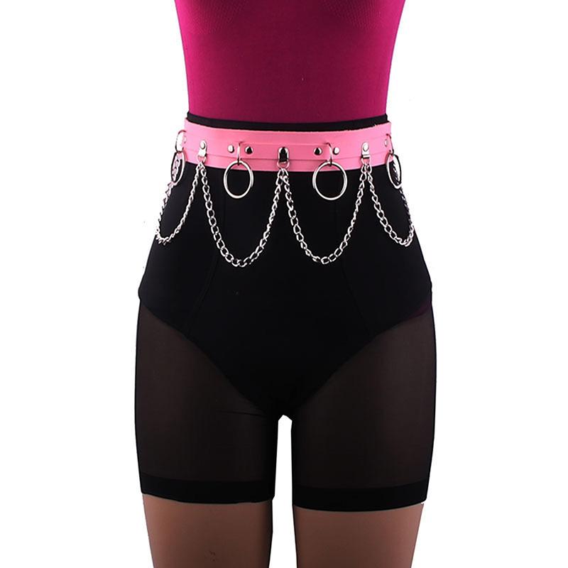 Сексуальный женский готический хип-хоп пояс с цепочкой в стиле Харадзюку-панк, пояс Jk, регулируемый, диско, танцевальное платье из искусственной кожи, джинсы, цепочка на талию